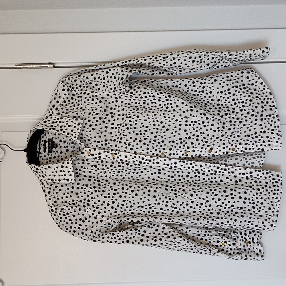 Talbots Black and Gold Patterned Blouse